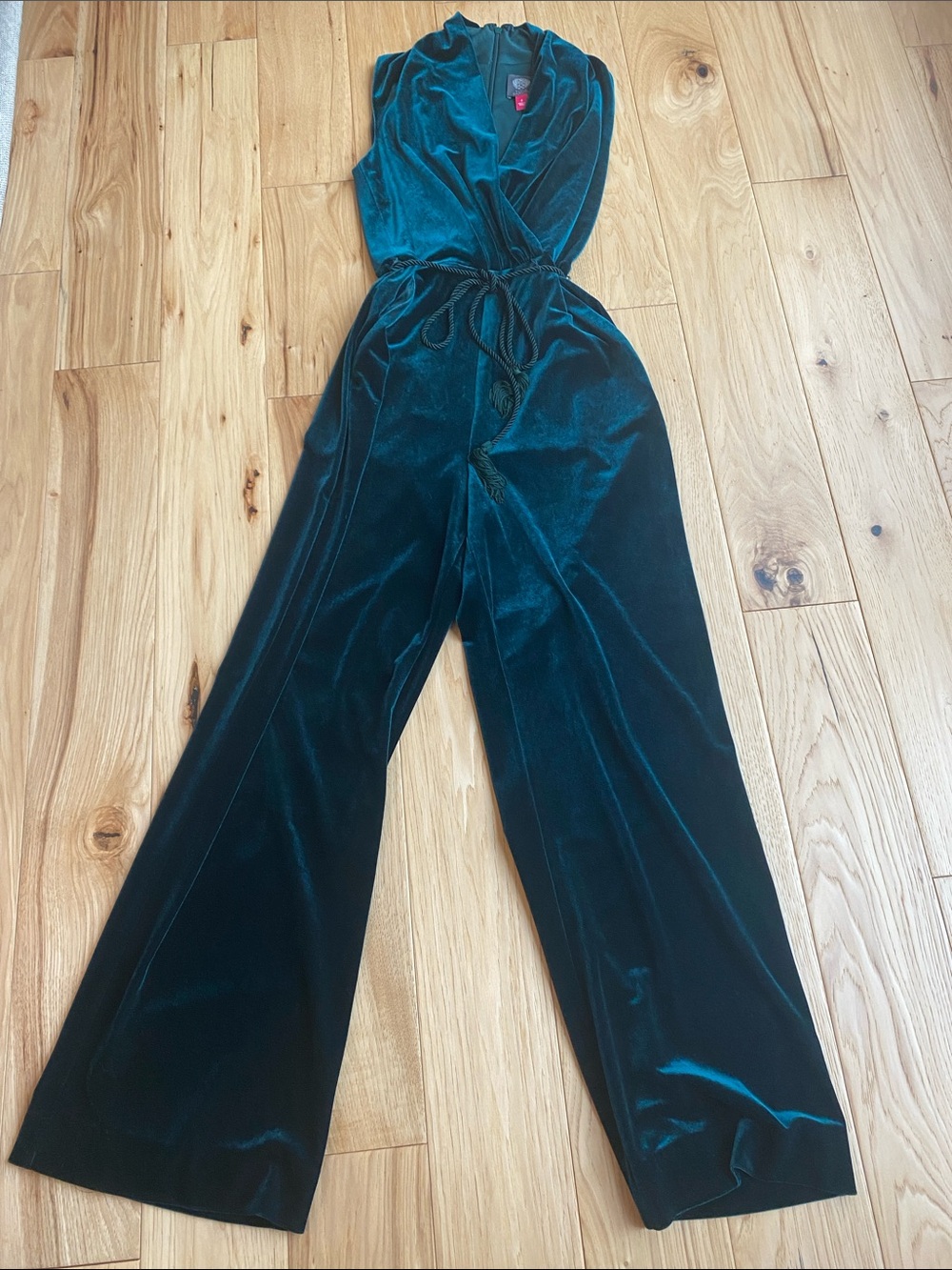 Velvet Wrap Jumpsuit - Emerald Green